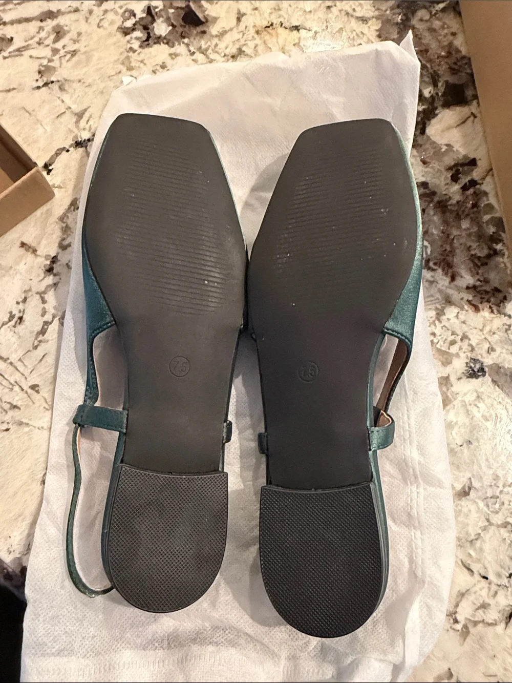 Green Satin Slingback Ballet Flats